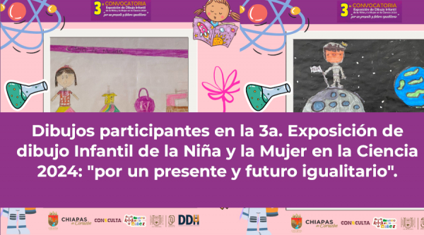 Dibujos participantes en la 3a. Exposición de dibujo Infantil de la Niña y la Mujer en la Ciencia 2024: &quot;por un presente y futuro igualitario&quot;