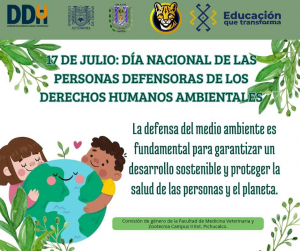 17 de julio Día Nacional de las Personas Defensoras de los Derechos Humanos Ambientales